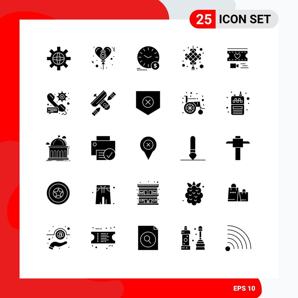 25 Creative Icons Modern Signs and Symbols of heart new year money cny celebration Editable Vector Design Elements