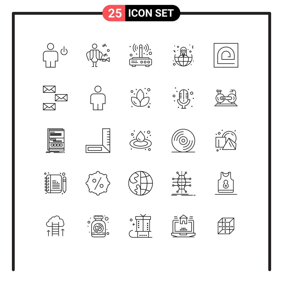 Line Pack of 25 Universal Symbols of block women modem offshore wireless Editable Vector Design Elements