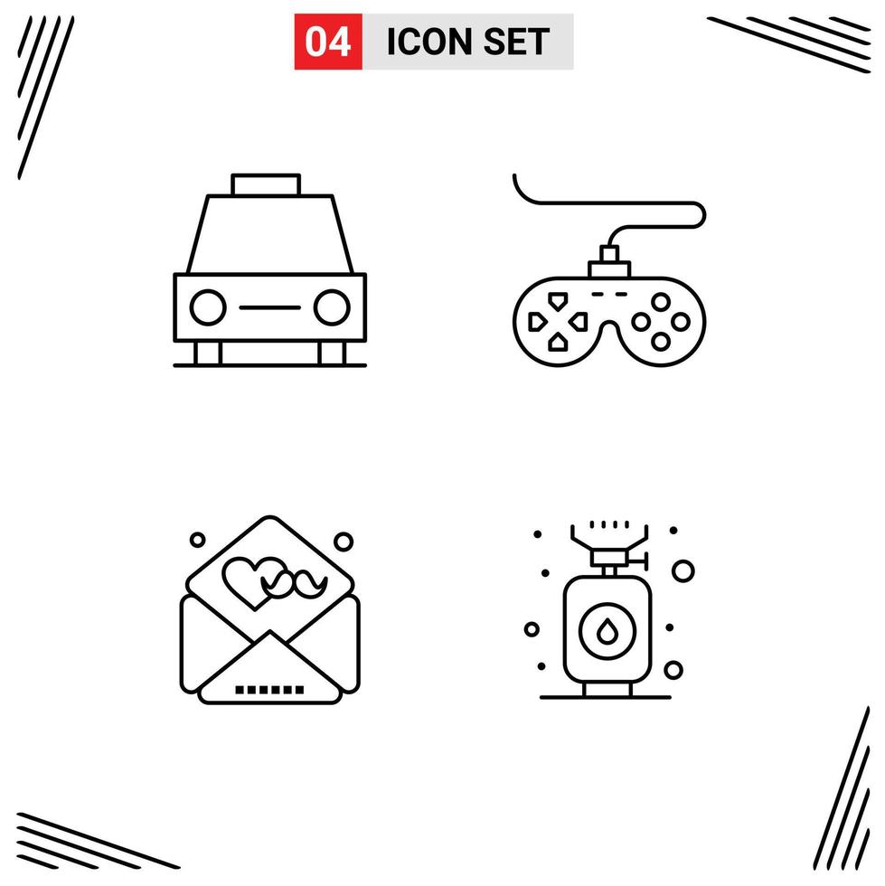 4 Line concept for Websites Mobile and Apps car day transport device greetings Editable Vector Design Elements