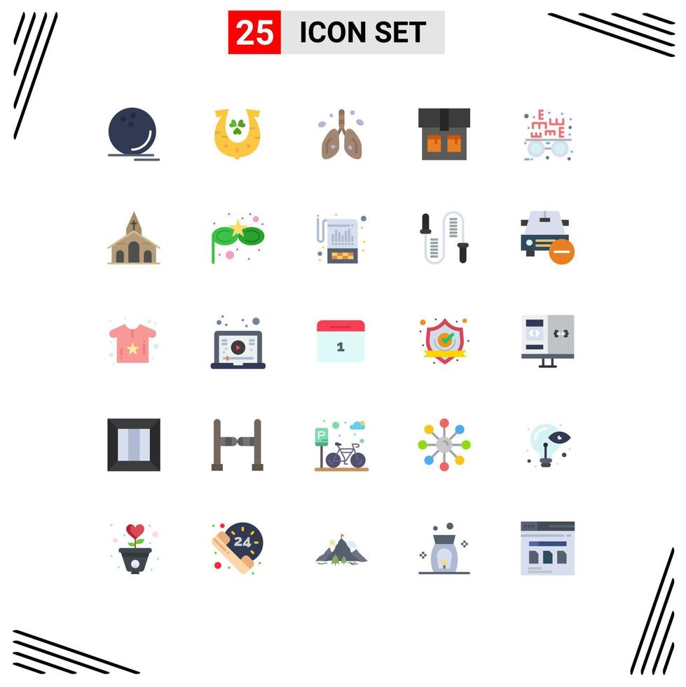 25 iconos creativos signos y símbolos modernos de optometrista moda bolsa de suerte pulmón elementos de diseño vectorial editables vector