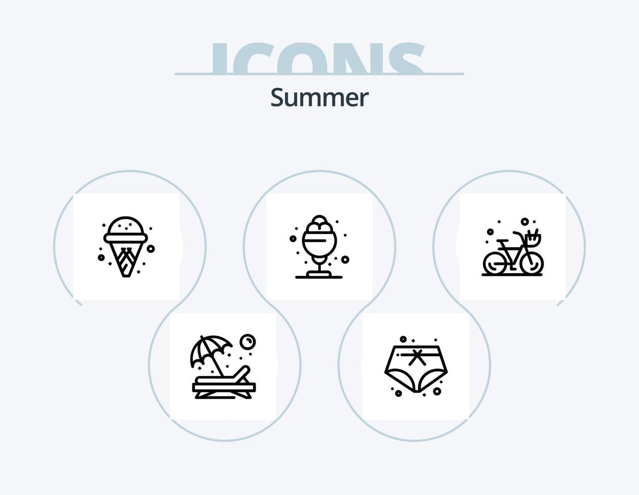 Summer Line Icon Pack 5 Icon Design. sun. beach. summer. summer. cycle vector