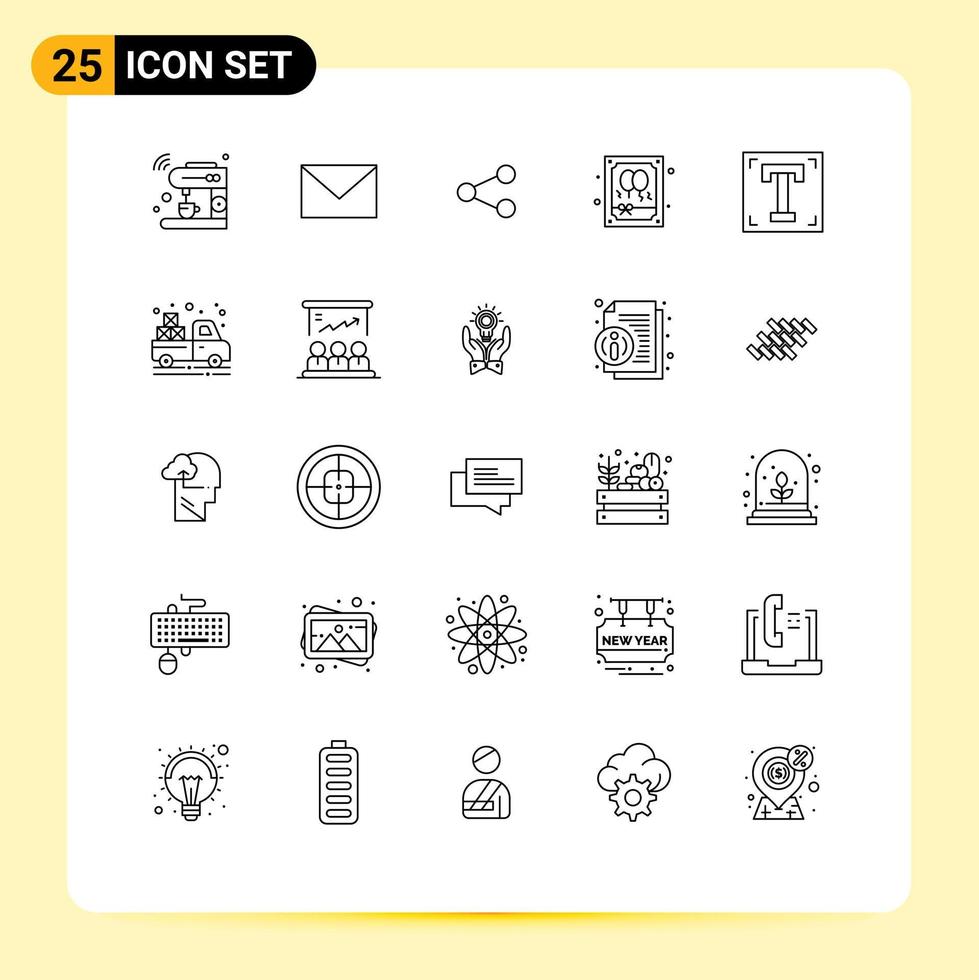 25 Universal Line Signs Symbols of designer night sand balloon sharing Editable Vector Design Elements