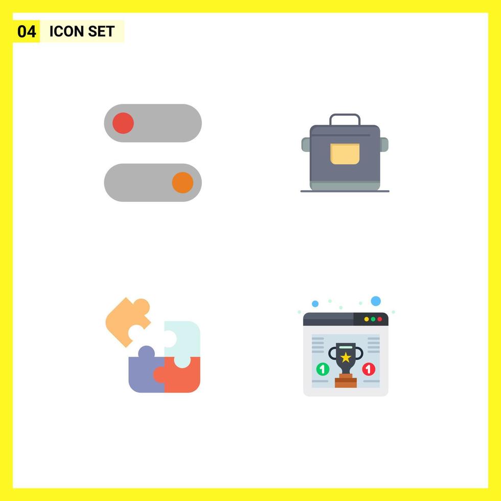 Set of 4 Modern UI Icons Symbols Signs for control logic cooker hotel square Editable Vector Design Elements