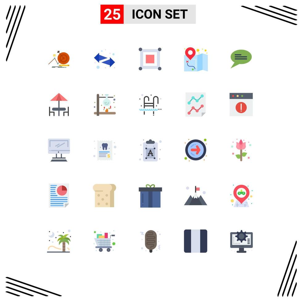 Universal Icon Symbols Group of 25 Modern Flat Colors of messages chat board map gps Editable Vector Design Elements
