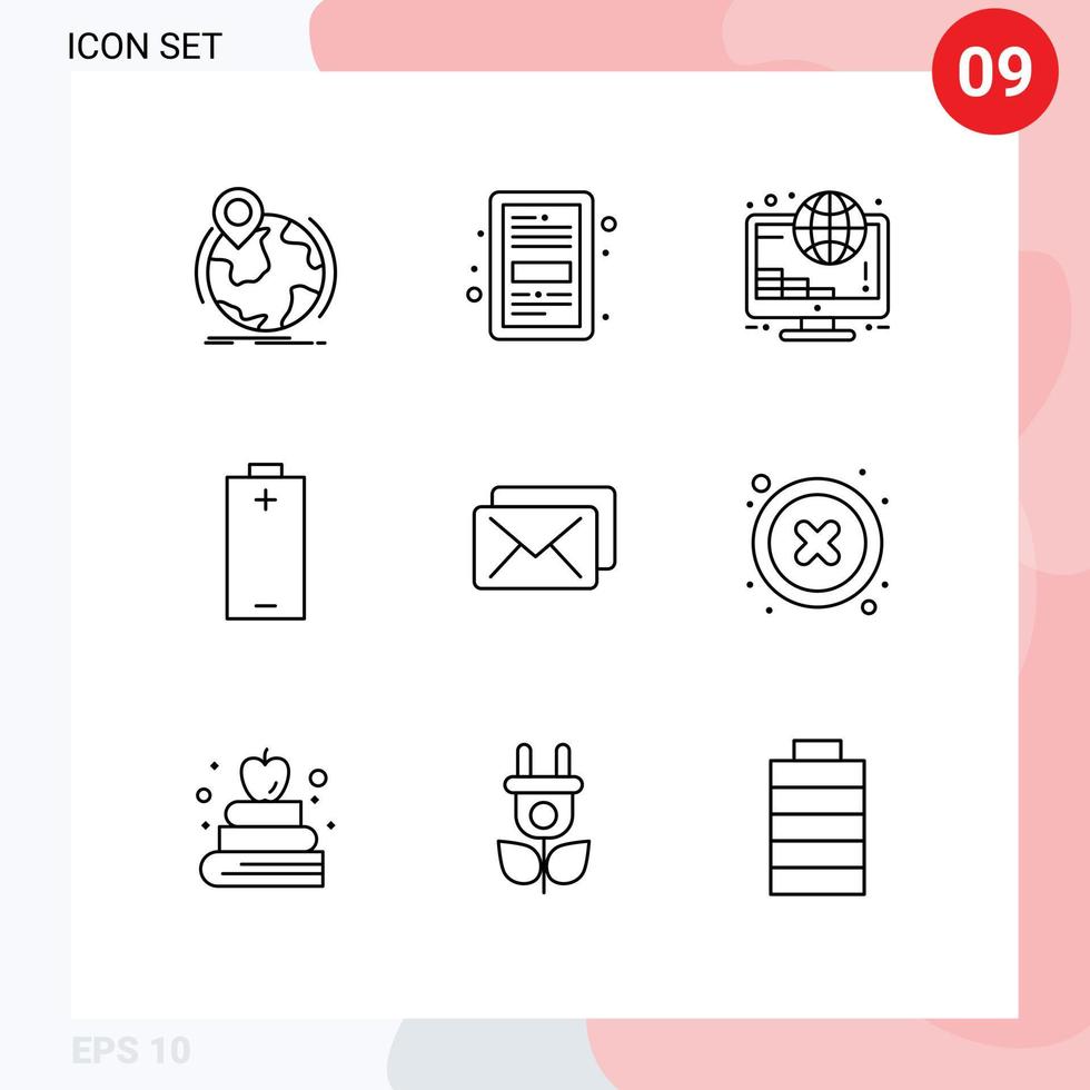 9 iconos creativos signos y símbolos modernos de energía archivo eléctrico pago de batería elementos de diseño vectorial editables vector