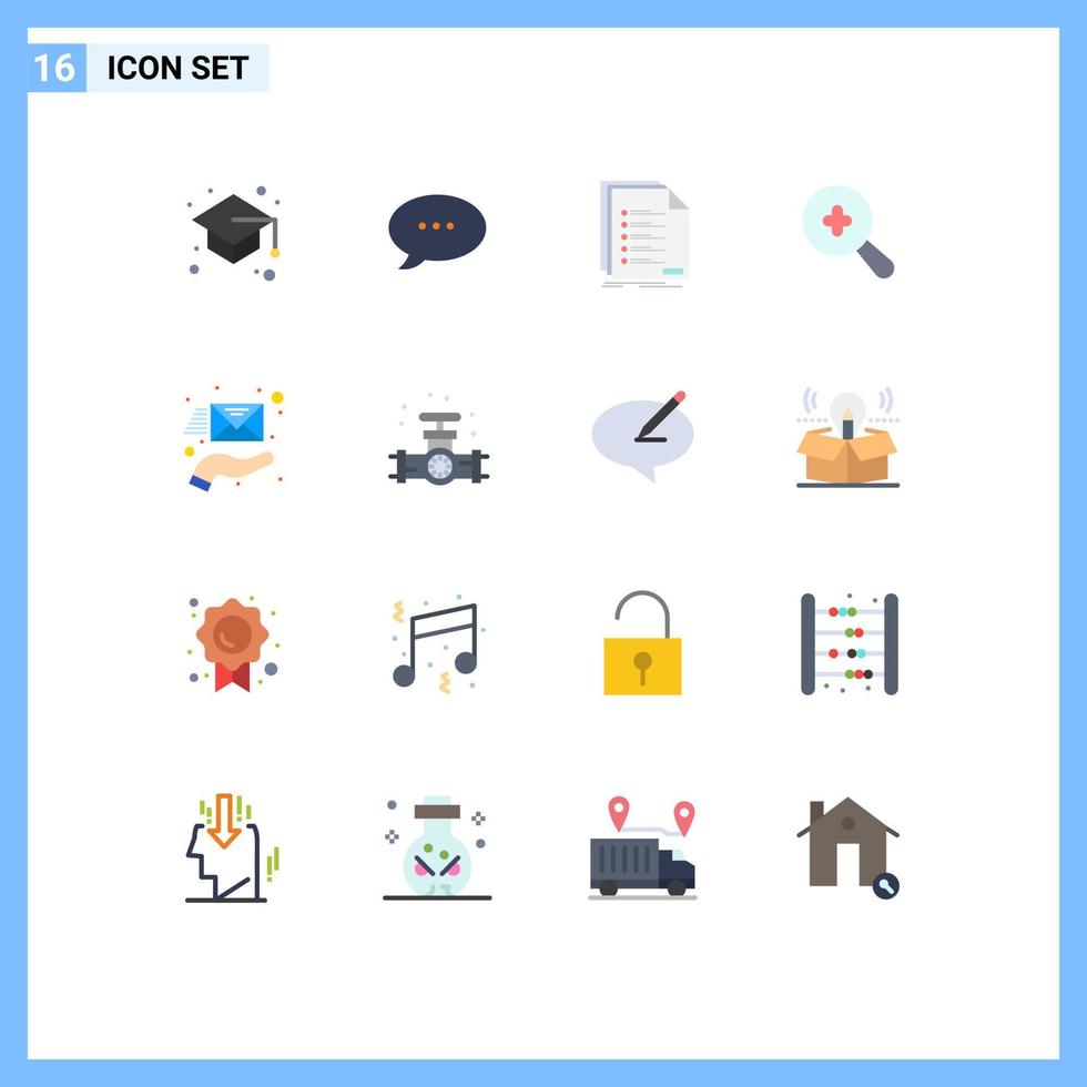 Pictogram Set of 16 Simple Flat Colors of hand email filing plus expanded Editable Pack of Creative Vector Design Elements