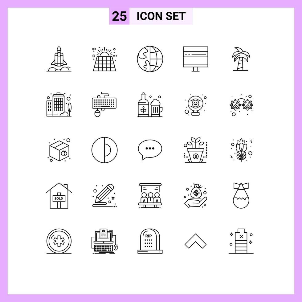 25 Thematic Vector Lines and Editable Symbols of development computer energy browser earth Editable Vector Design Elements