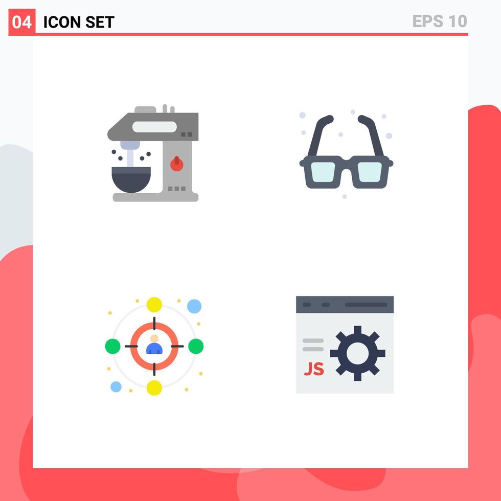Set of 4 Modern UI Icons Symbols Signs for cafe audience drink park target Editable Vector Design Elements