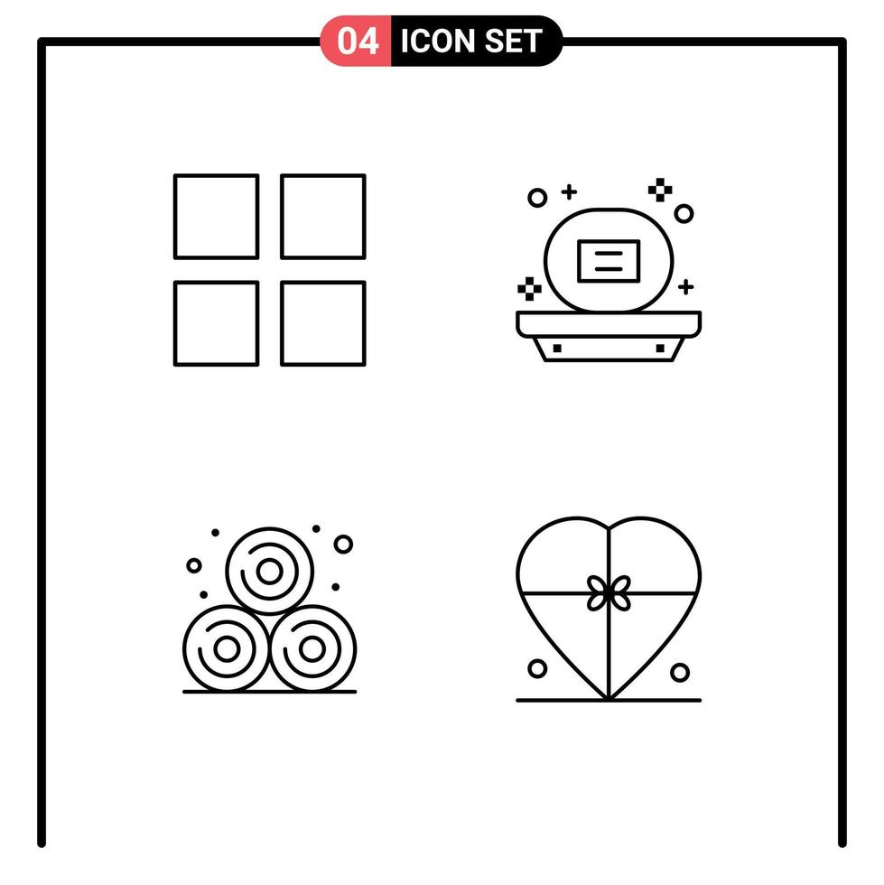 4 Creative Icons Modern Signs and Symbols of grid wheat straw bath soap gift Editable Vector Design Elements