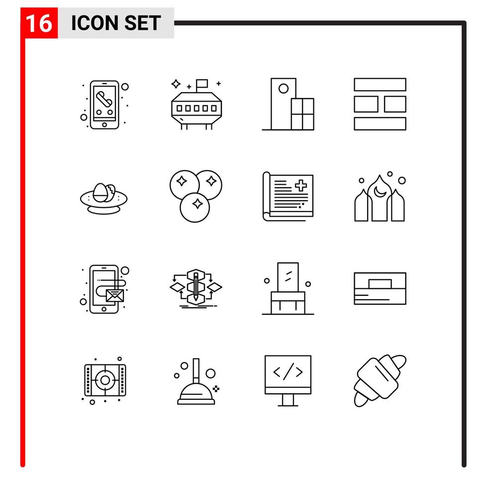 16 Universal Outline Signs Symbols of celebration layout building image collage Editable Vector Design Elements