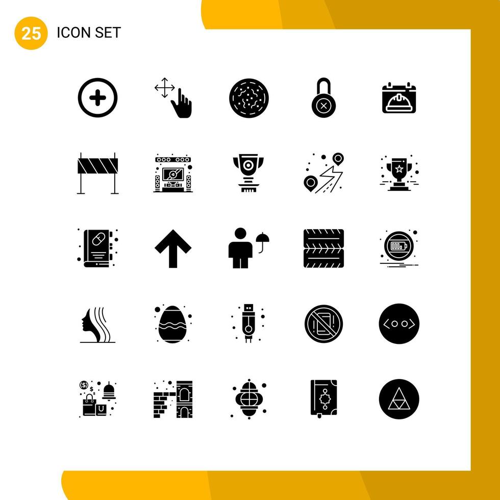 25 Thematic Vector Solid Glyphs and Editable Symbols of barrier day spooky hat protection Editable Vector Design Elements