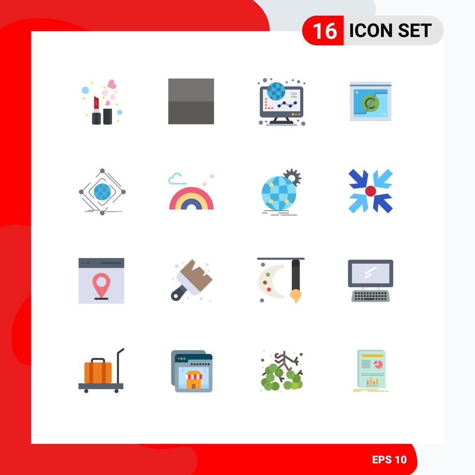 Set of 16 Modern UI Icons Symbols Signs for global law graph domain copyright Editable Pack of Creative Vector Design Elements