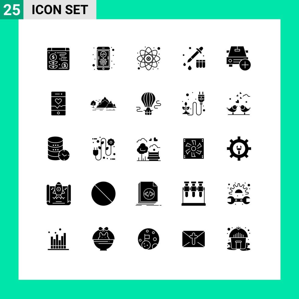 25 Creative Icons Modern Signs and Symbols of plus car education add device Editable Vector Design Elements