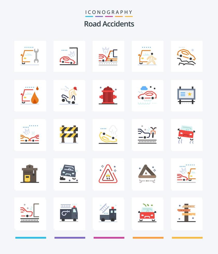 Creative Road Accidents 25 Flat icon pack  Such As accident. pedestrian. accident. danger. and vector