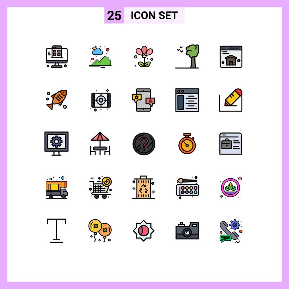 25 Creative Icons Modern Signs and Symbols of web browser flower nature arbor Editable Vector Design Elements