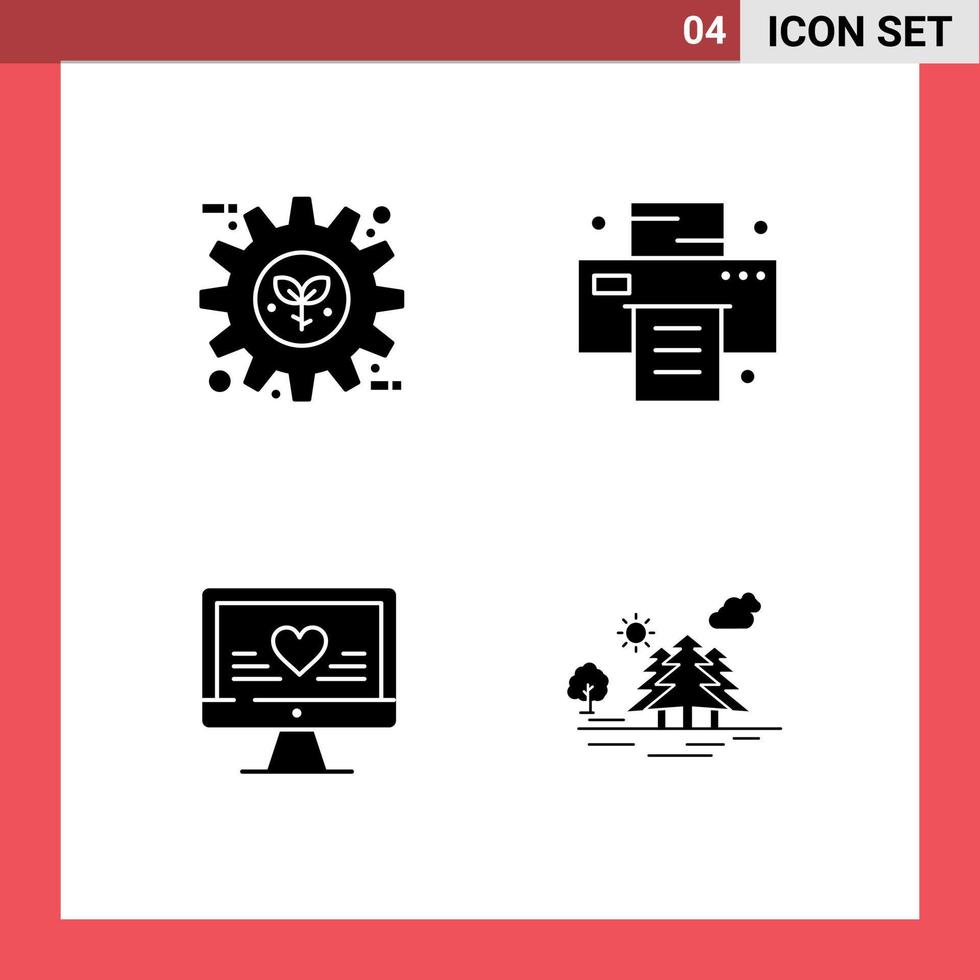 4 Creative Icons Modern Signs and Symbols of eco love preference print wedding Editable Vector Design Elements