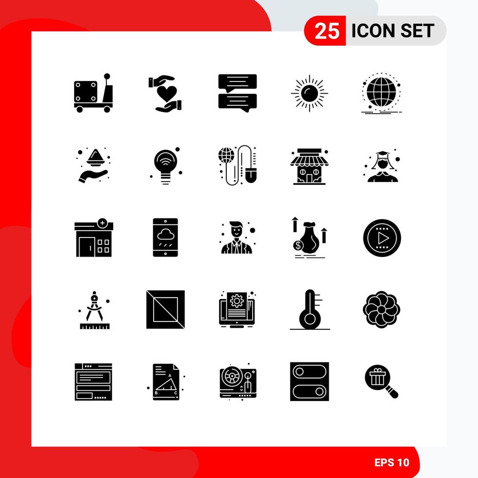 Set of 25 Modern UI Icons Symbols Signs for internet data love sun landscape Editable Vector Design Elements