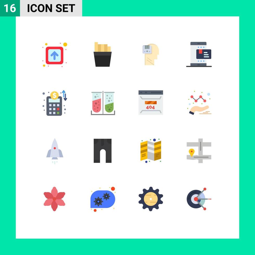 16 Universal Flat Colors Set for Web and Mobile Applications business network shopping data rate online Editable Pack of Creative Vector Design Elements