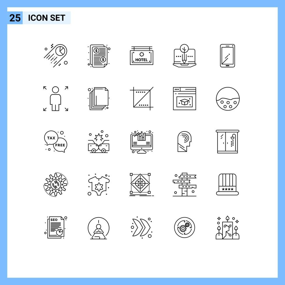 25 Creative Icons Modern Signs and Symbols of smart phone digital hotel organic content organic Editable Vector Design Elements