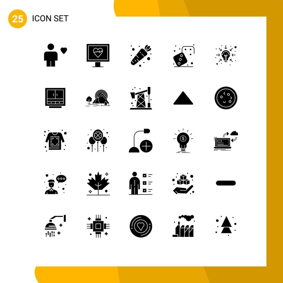 Set of 25 Modern UI Icons Symbols Signs for intelligence business carrot play dices Editable Vector Design Elements