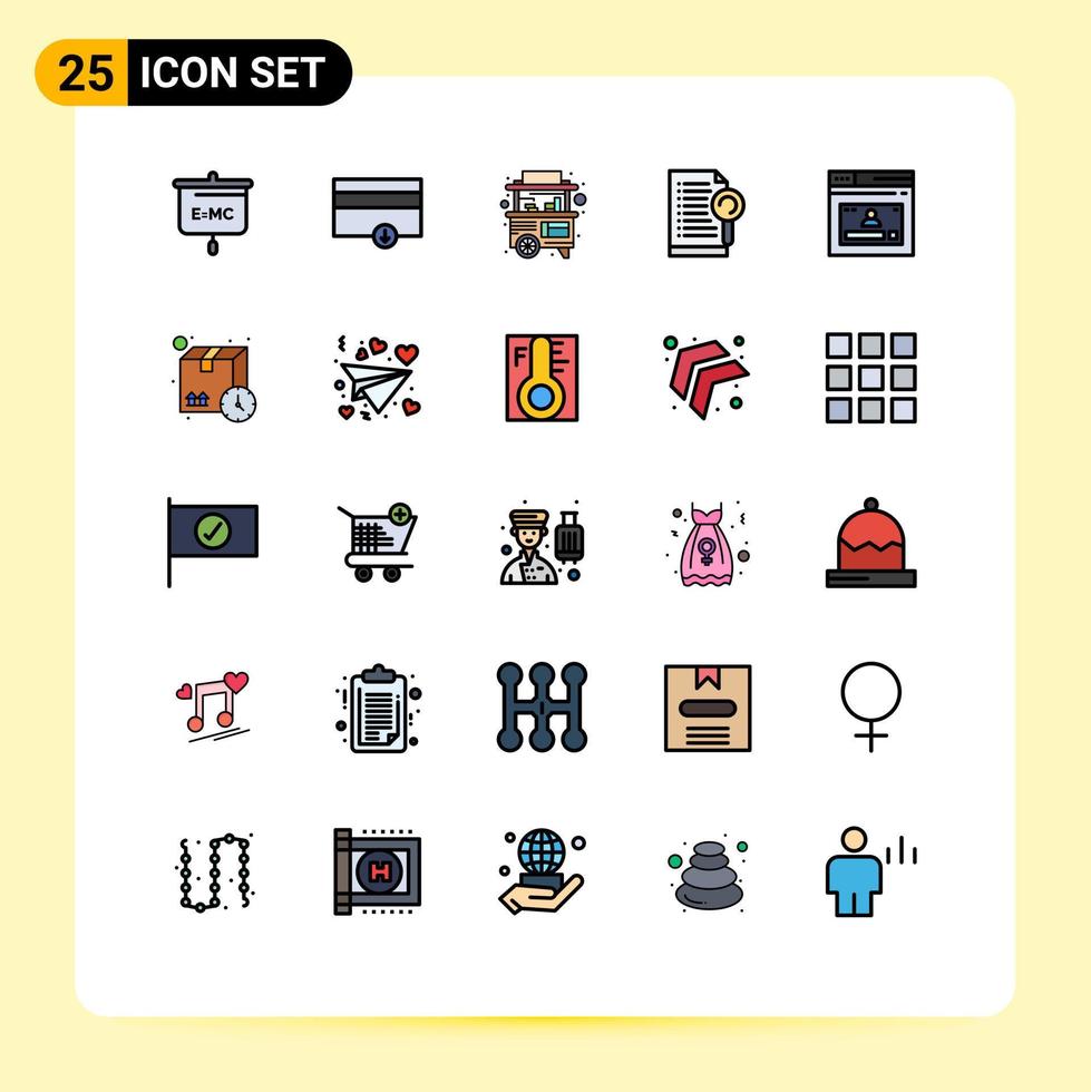 conjunto de 25 iconos de interfaz de usuario modernos signos de símbolos para elementos de diseño de vector editables de archivo de servidor de puesto de Internet web