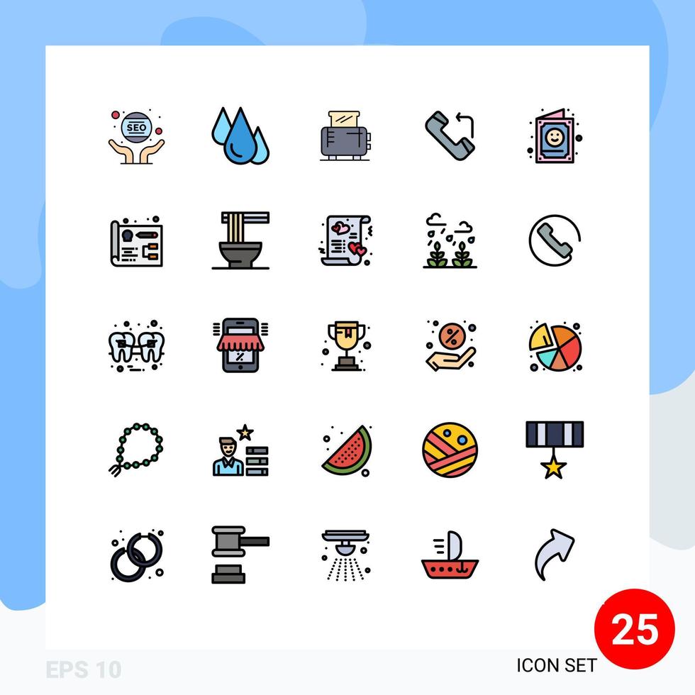 paquete de iconos de vector de stock de 25 signos y símbolos de línea para elementos de diseño de vector editables de máquina de respuesta de ciencia de llamada de tarjeta