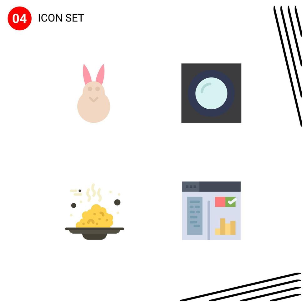 Universal Icon Symbols Group of 4 Modern Flat Icons of bunny cafe rabbit light porridge Editable Vector Design Elements