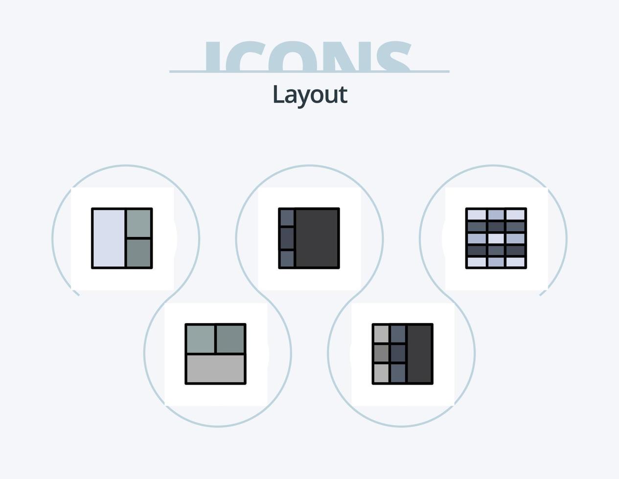 Layout Line Filled Icon Pack 5 Icon Design. . vector