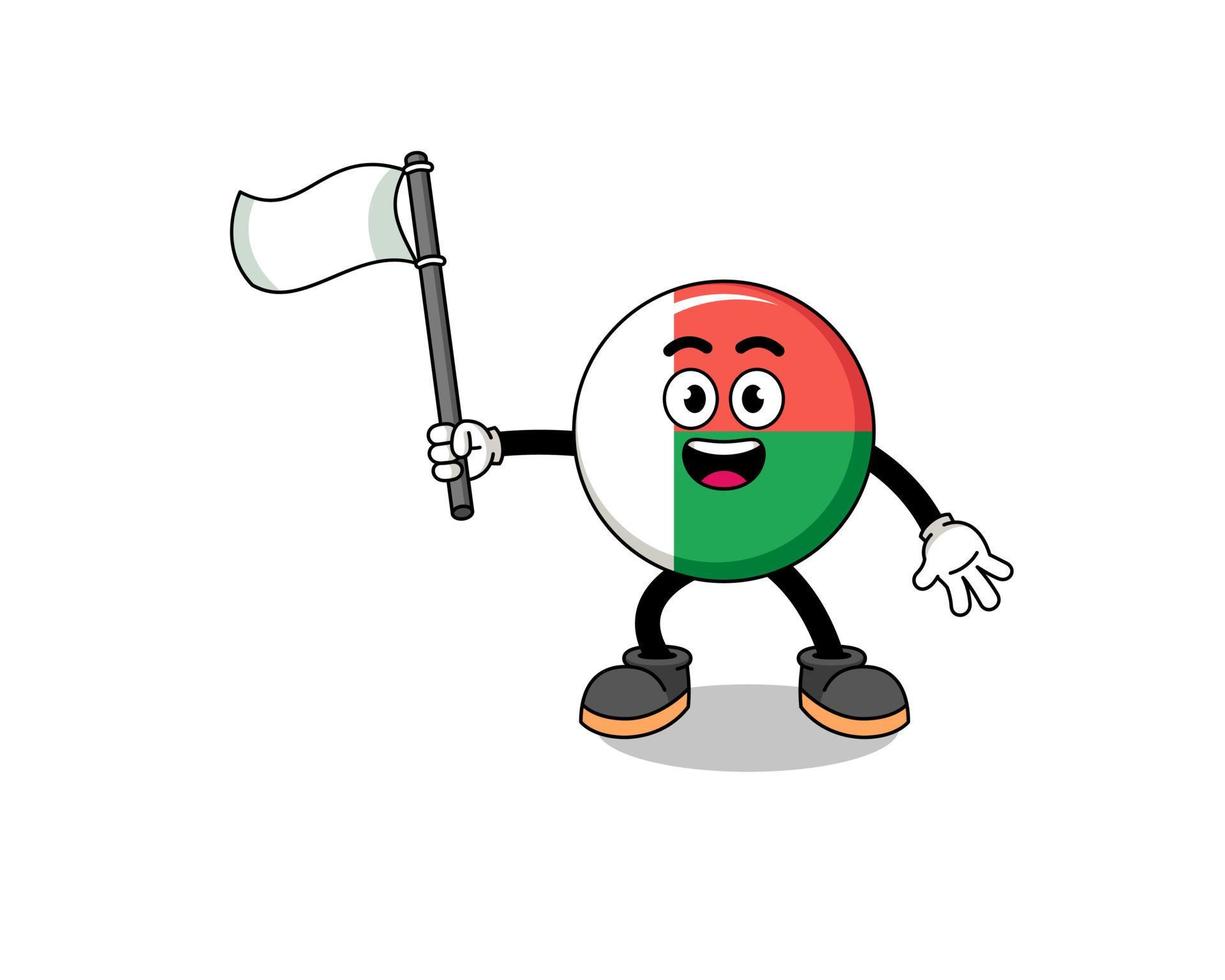 Cartoon Illustration of madagascar flag holding a white flag vector