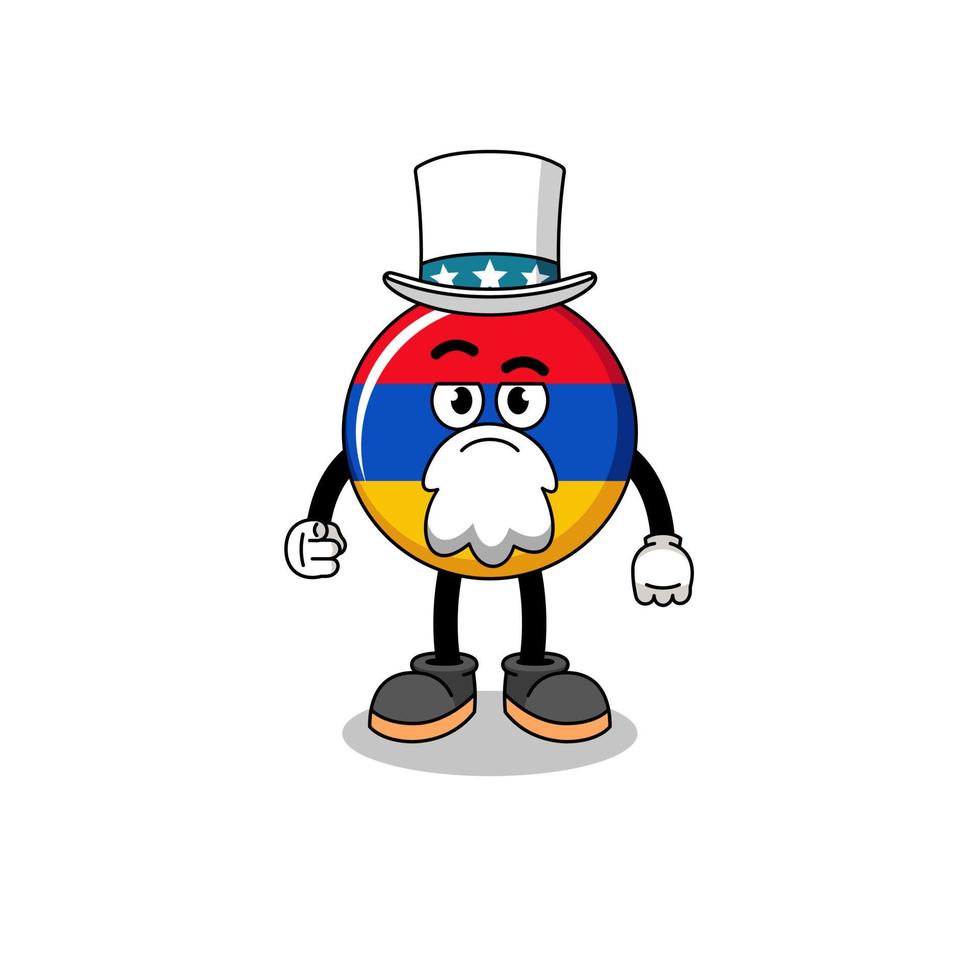 ilustración de la caricatura de la bandera de armenia con el gesto de te quiero vector