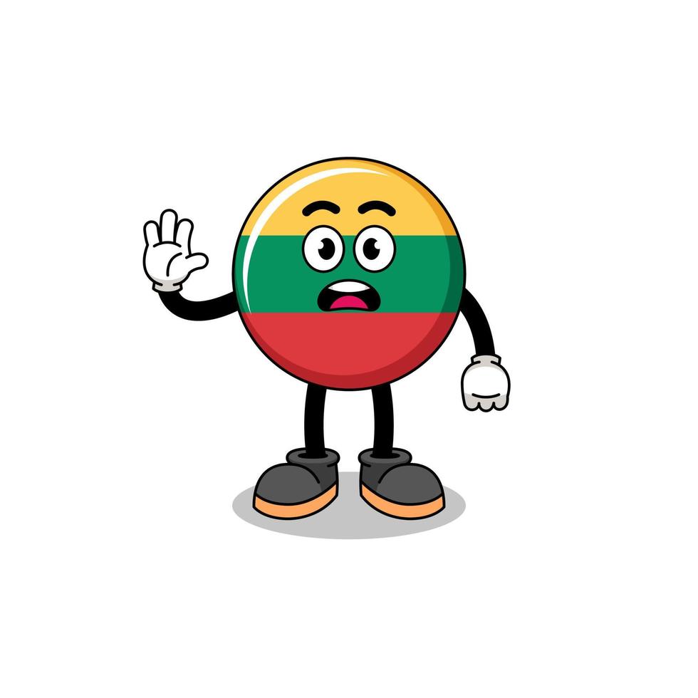 lithuania flag cartoon illustration doing stop hand vector
