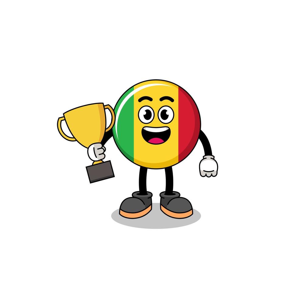 Cartoon mascot of mali flag holding a trophy vector