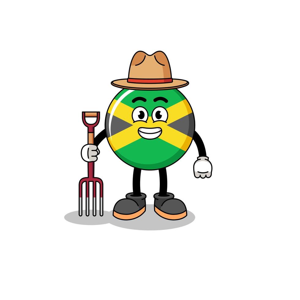 mascota de dibujos animados del granjero de la bandera de jamaica vector