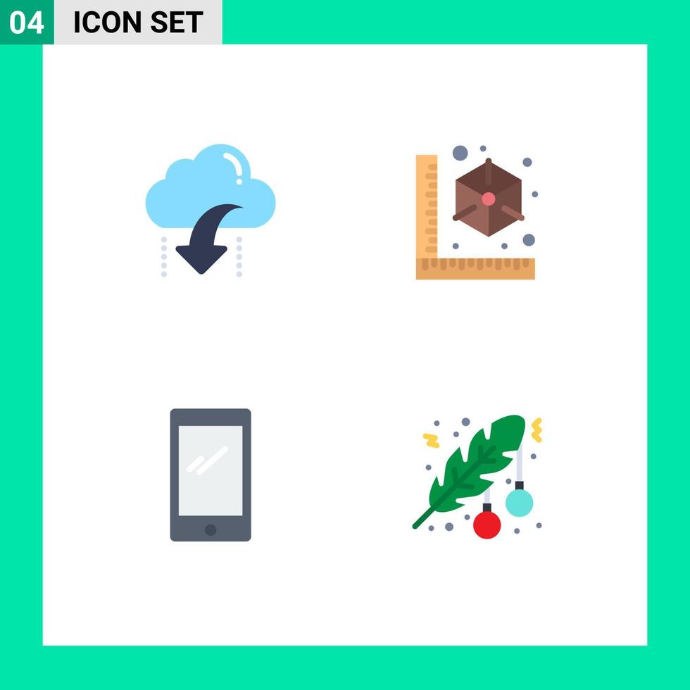 conjunto moderno de 4 iconos y símbolos planos, como descargar dispositivos de flecha de teléfono, elementos de diseño de vectores editables móviles