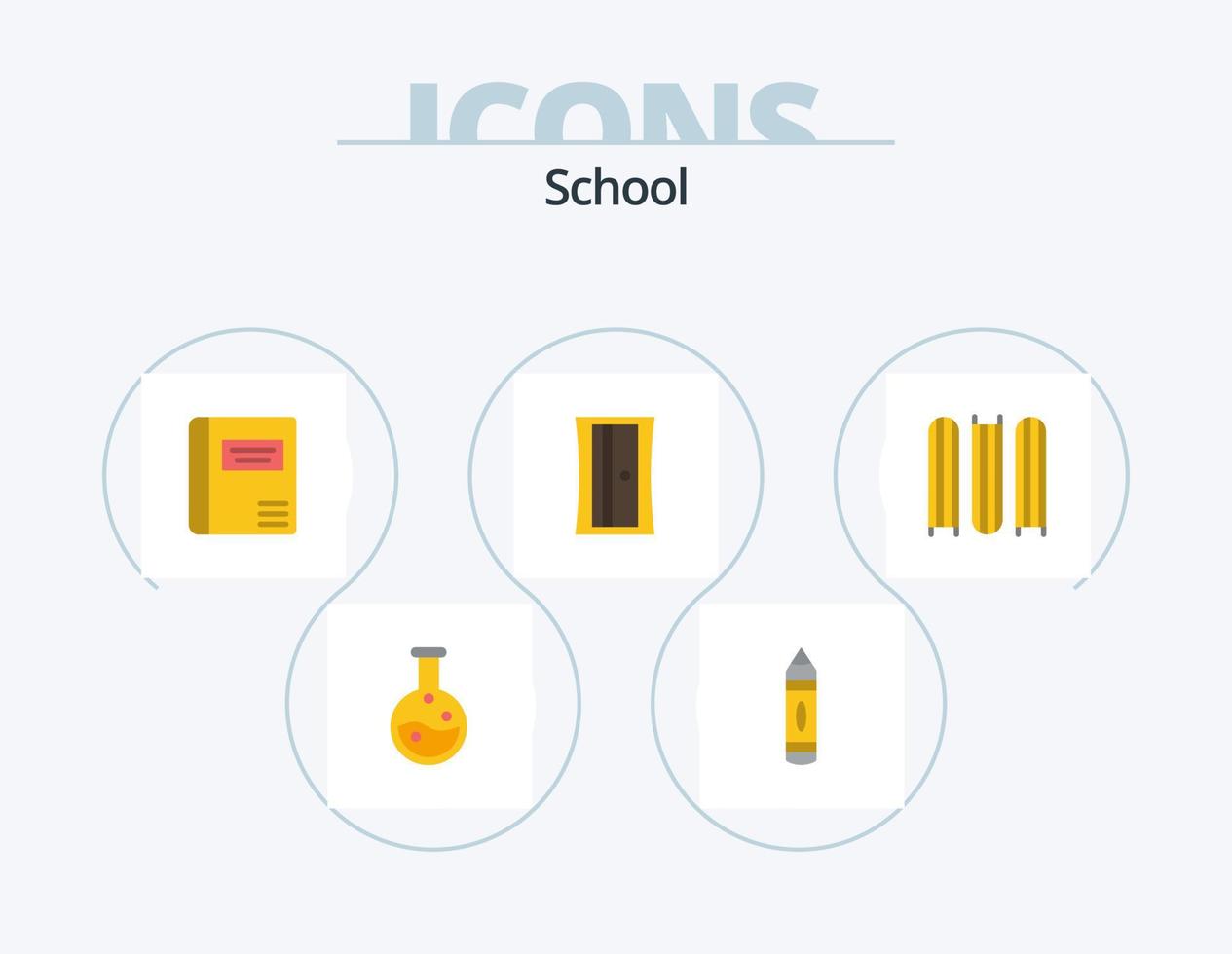 School Flat Icon Pack 5 Icon Design. . education. education. document. sharpener vector