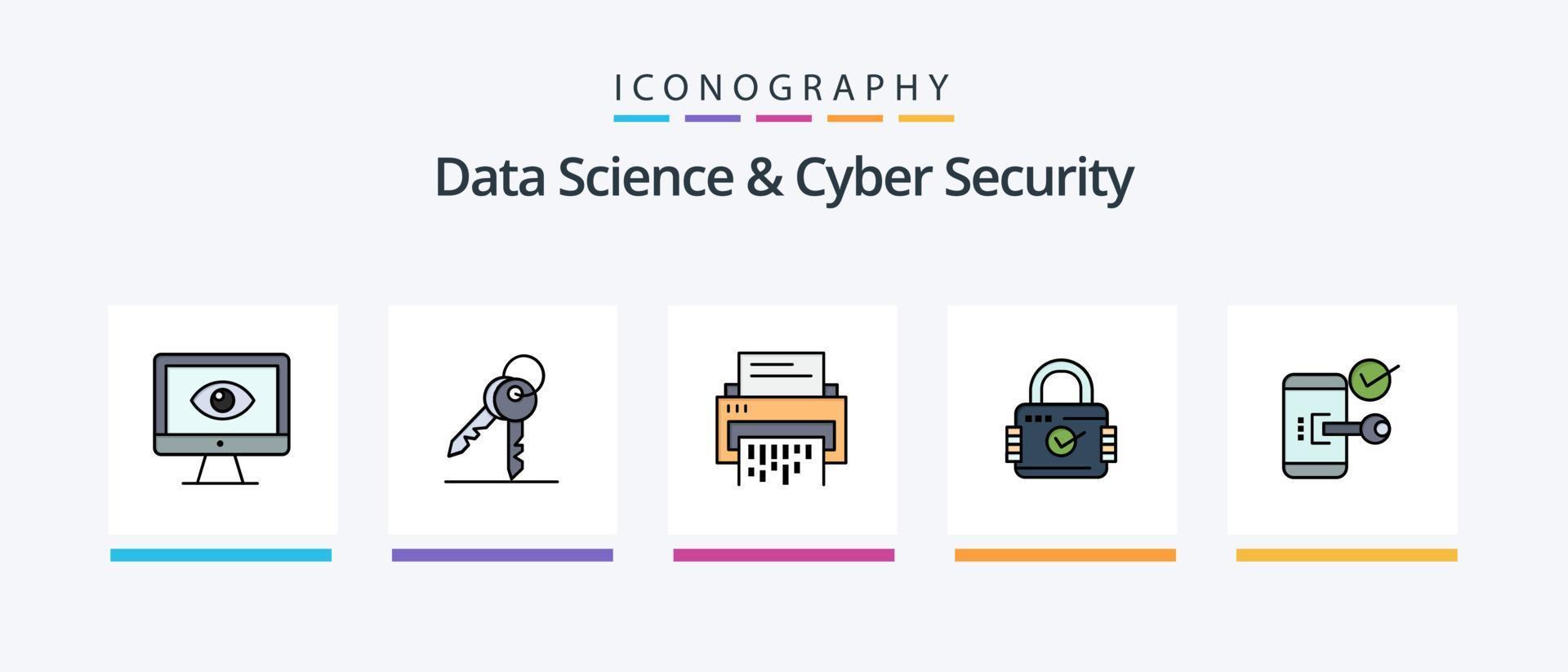 Data Science And Cyber Security Line Filled 5 Icon Pack Including confidential. secure. access. security. shield. Creative Icons Design vector