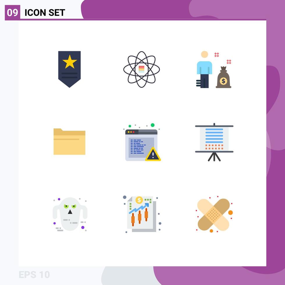 Modern Set of 9 Flat Colors and symbols such as board browser investment alert data Editable Vector Design Elements