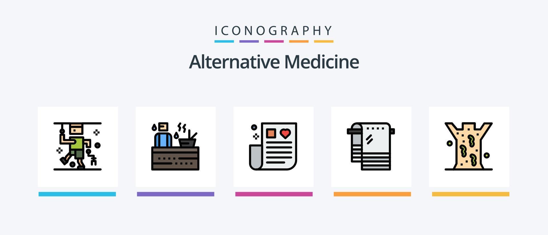 Alternative Medicine Line Filled 5 Icon Pack Including music. plant. food. garden. bamboo. Creative Icons Design vector
