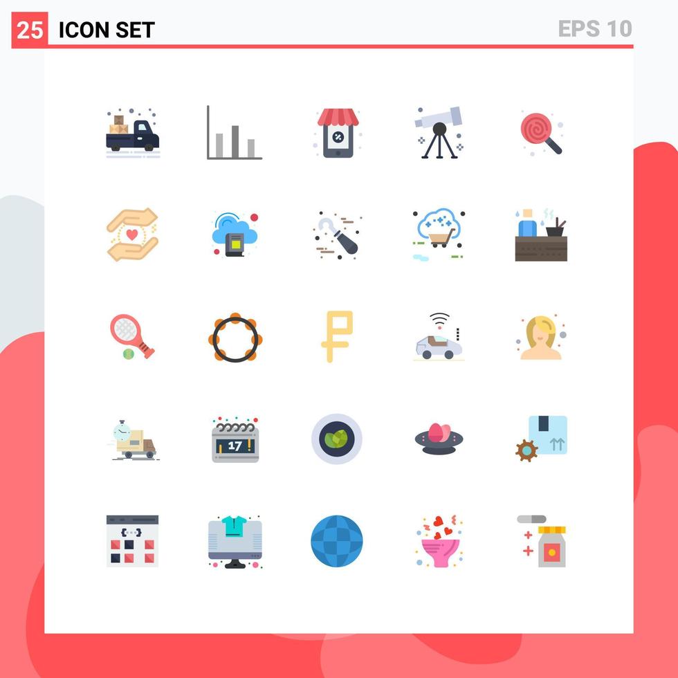 25 Universal Flat Colors Set for Web and Mobile Applications lollipop dessert shopping study research Editable Vector Design Elements