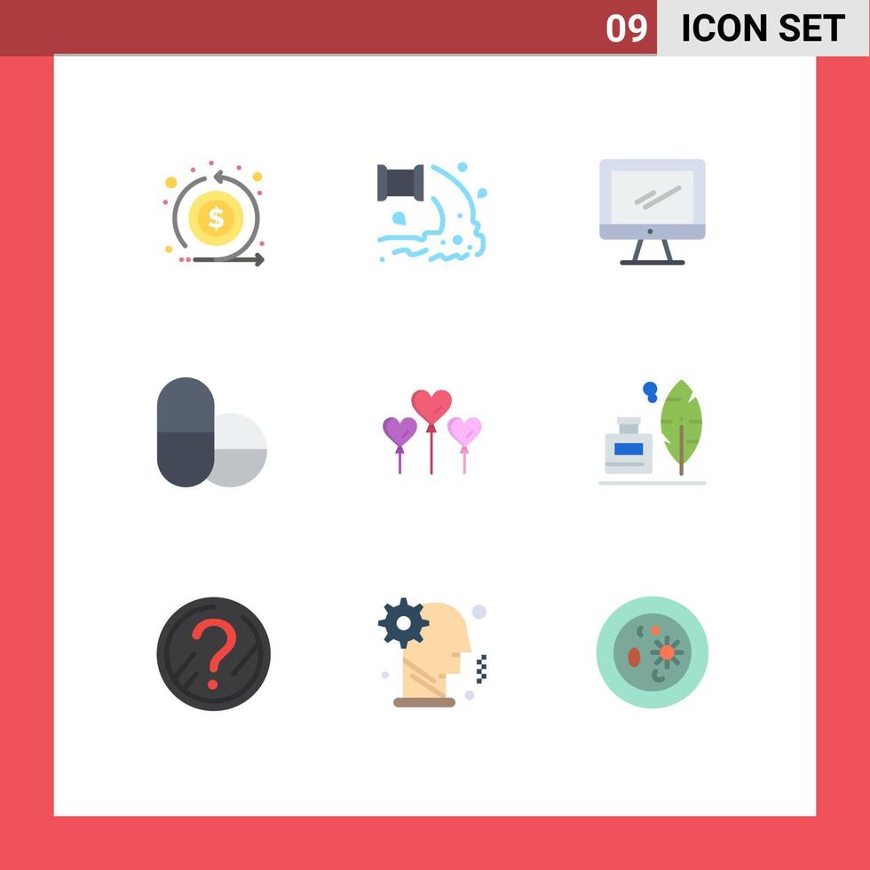 9 iconos creativos signos y símbolos modernos de tabletas de globos pastillas de agua imac elementos de diseño vectorial editables vector