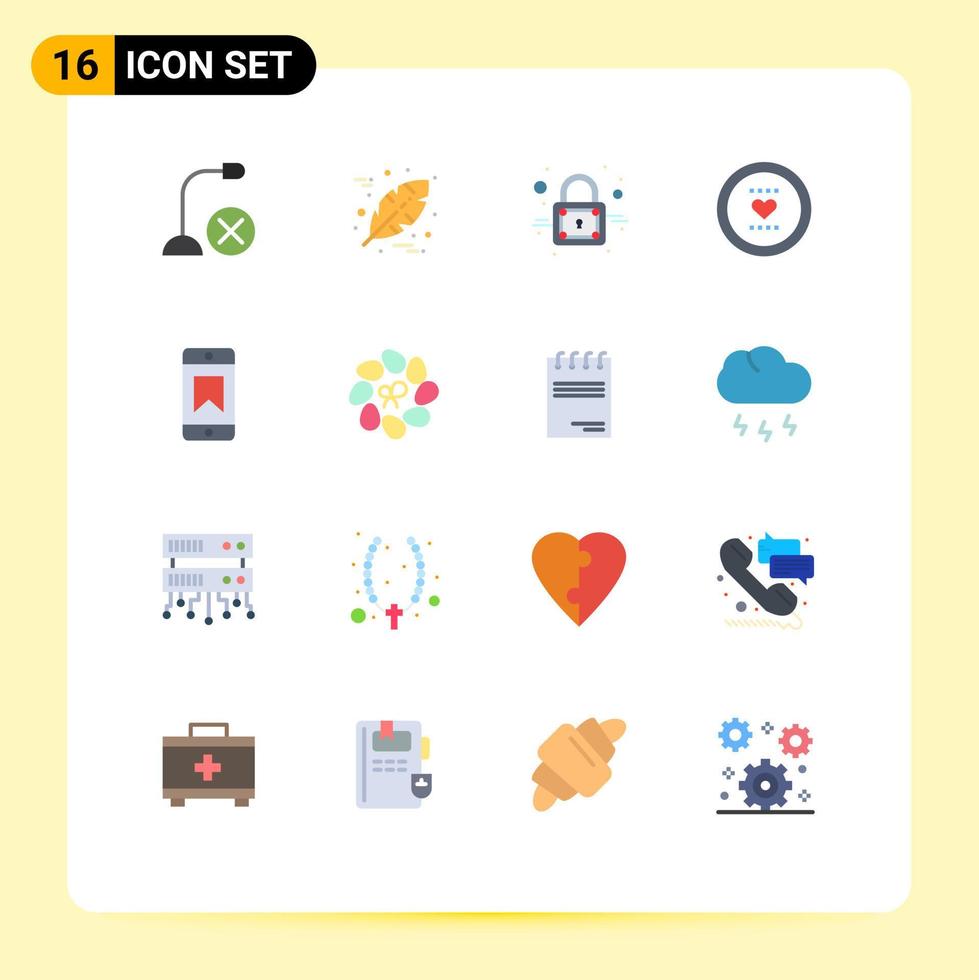 16 iconos creativos signos y símbolos modernos de premio romance cerrado amor corazón paquete editable de elementos creativos de diseño de vectores