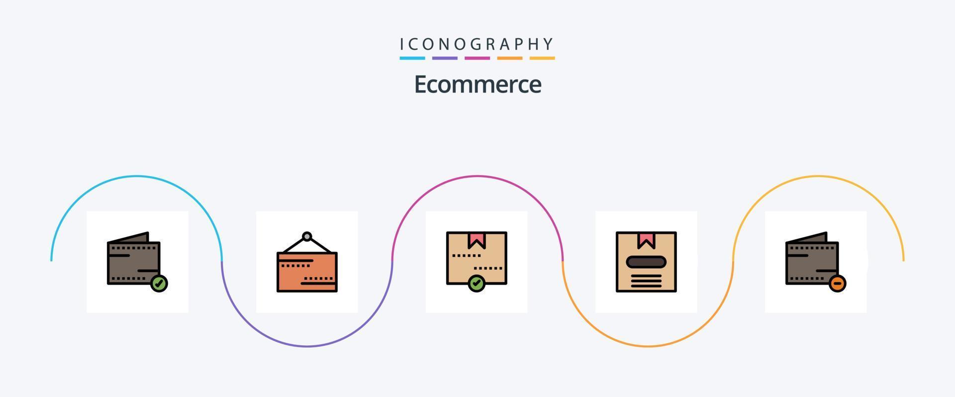 Ecommerce Line Filled Flat 5 Icon Pack Including commerce. e. approve. commerce. parcel vector