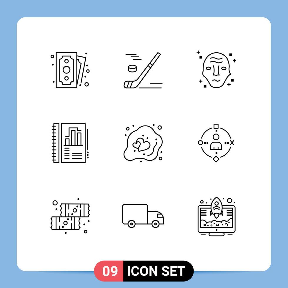 9 Creative Icons Modern Signs and Symbols of chart annual report ice hockey annual space Editable Vector Design Elements