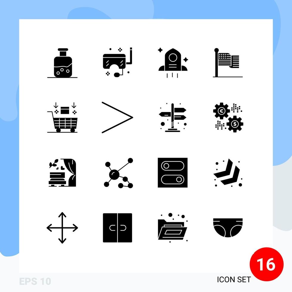 Pictogram Set of 16 Simple Solid Glyphs of cart usa snorkel thanksgiving american Editable Vector Design Elements