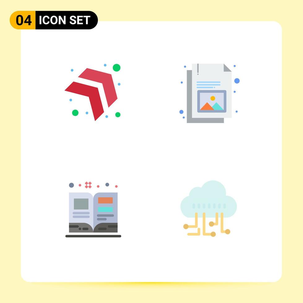Editable Vector Line Pack of 4 Simple Flat Icons of arrow schoolbook business image data Editable Vector Design Elements