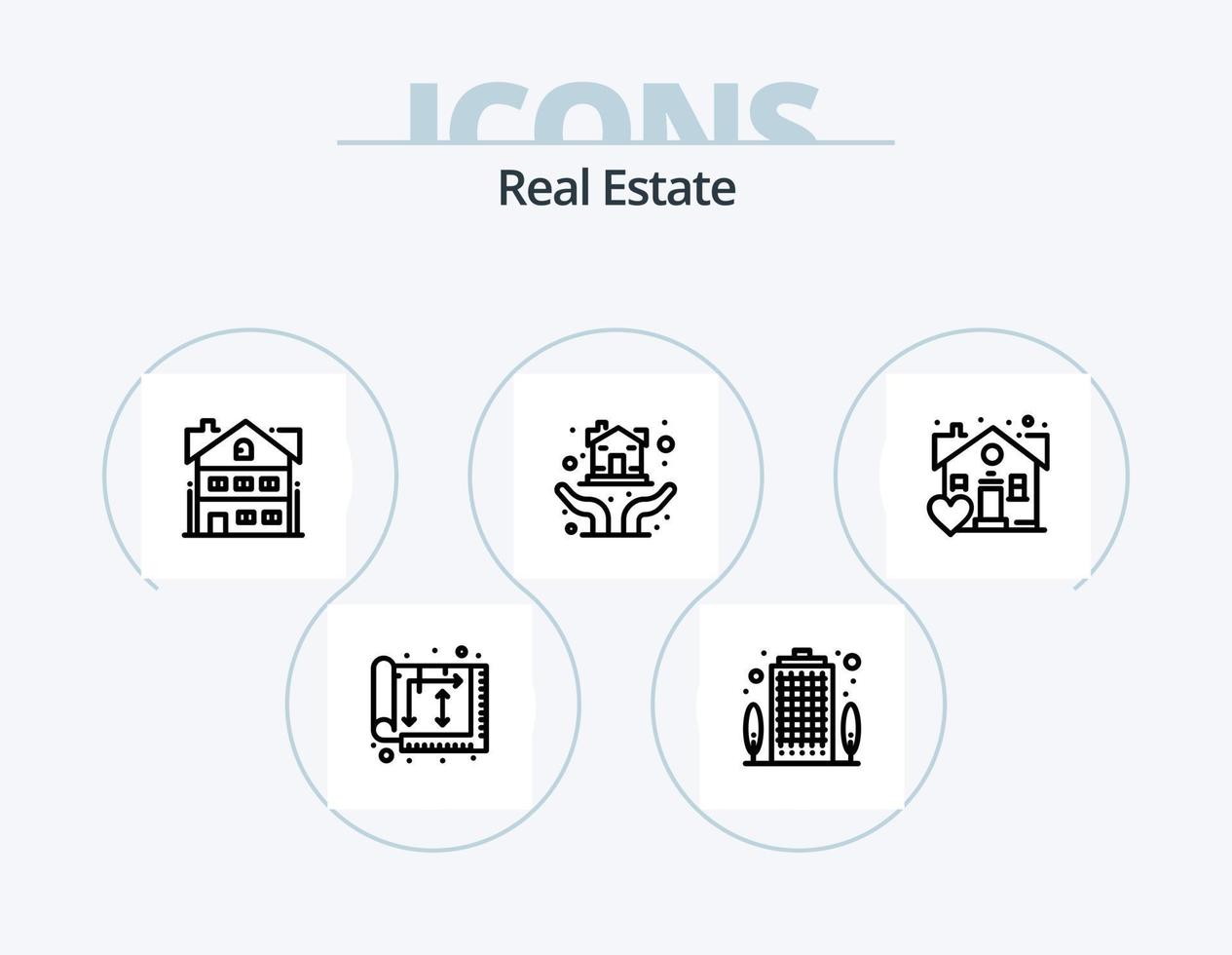 paquete de iconos de línea inmobiliaria 5 diseño de iconos. departamento. dulce hogar. bienes. casa. edificio vector