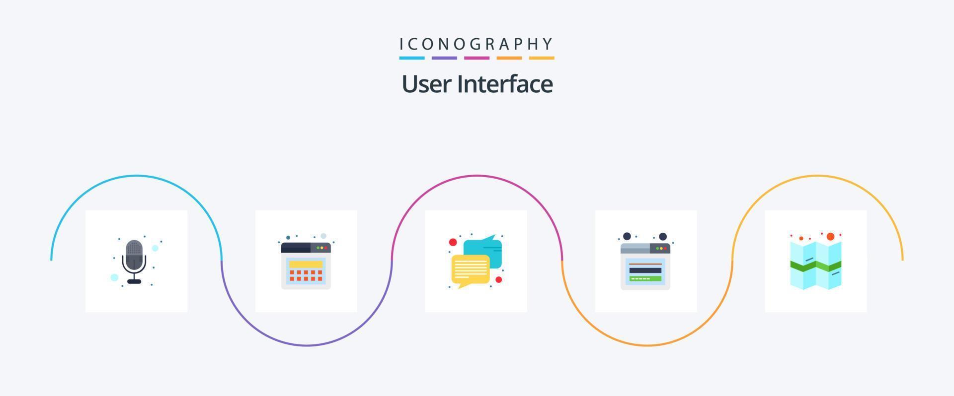 User Interface Flat 5 Icon Pack Including . map. message. location. web vector