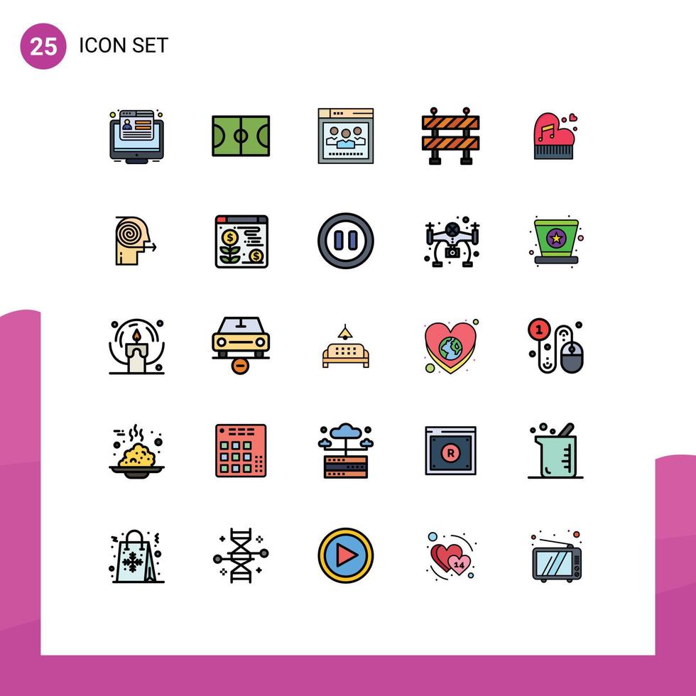 25 iconos creativos signos y símbolos modernos de la red de matrimonio de piano amor camino elementos de diseño vectorial editables vector