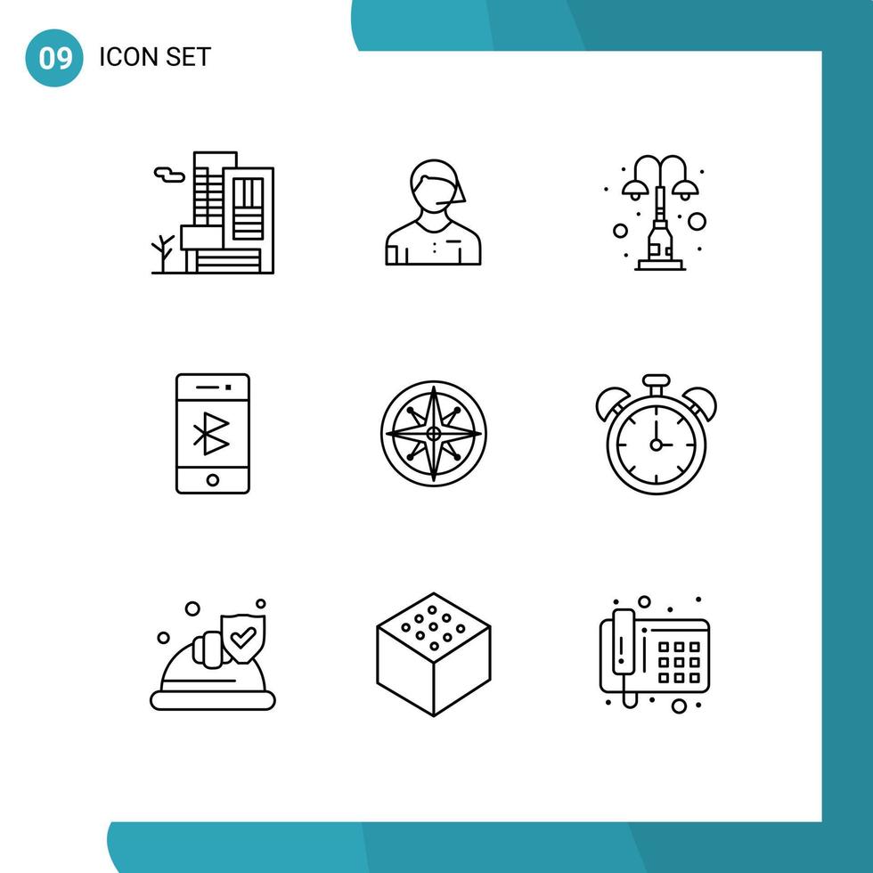 Universal Icon Symbols Group of 9 Modern Outlines of mobile communication referee bluetooth park Editable Vector Design Elements