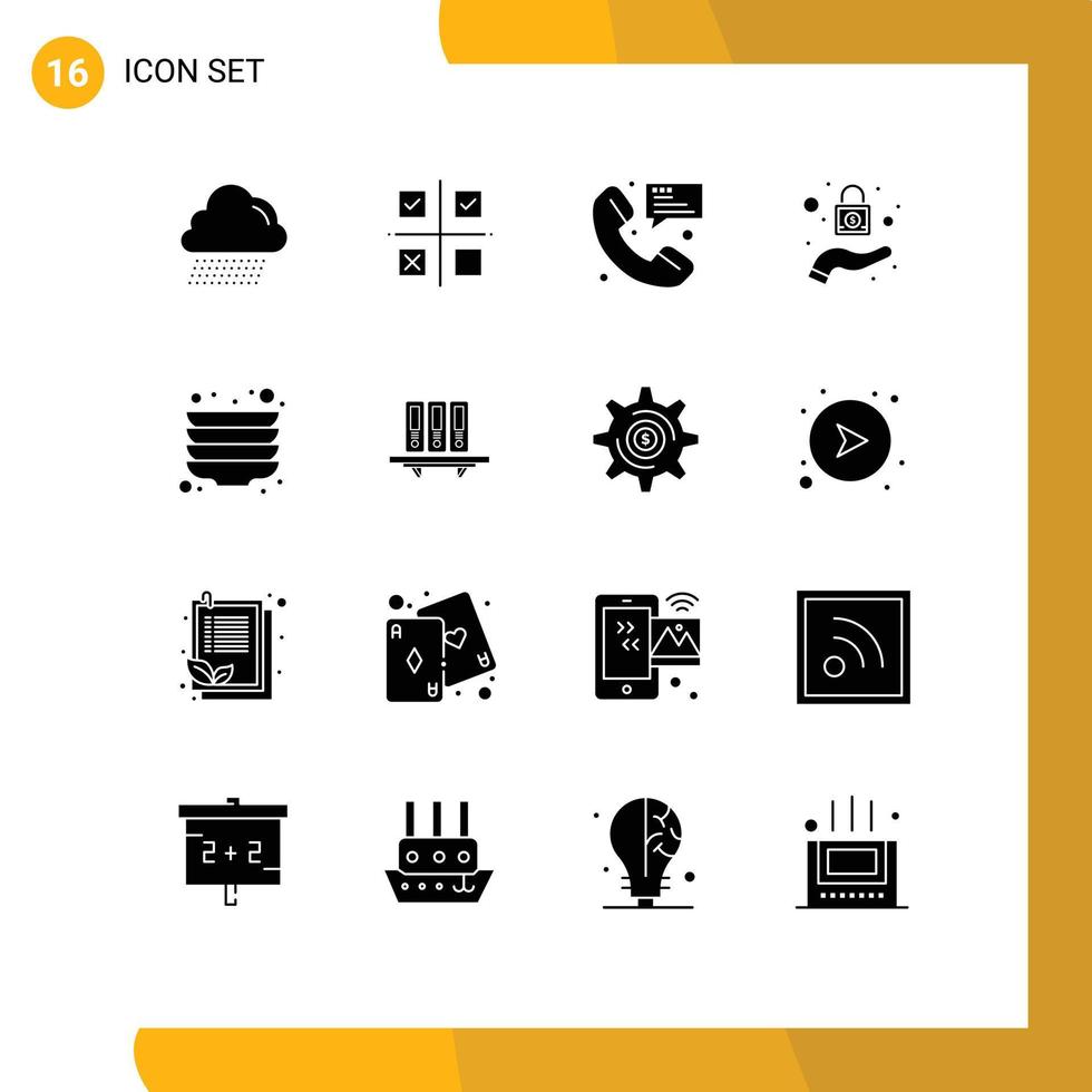 User Interface Pack of 16 Basic Solid Glyphs of plate security call protection messaging Editable Vector Design Elements